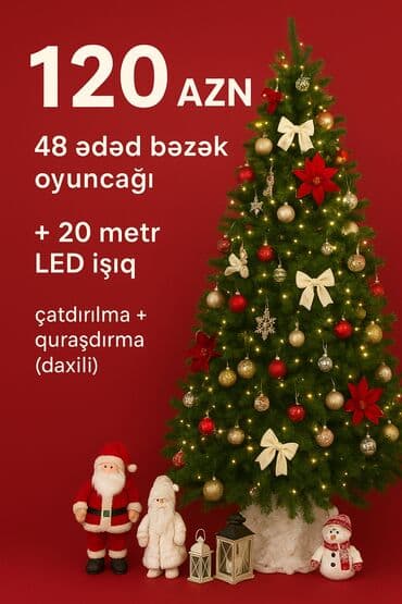 yuxuda şam ağacı görmək: Yeni il ağacı üçün tam bəzək paketi - 48 ədəd bəzək oyuncaq dəsti — 1