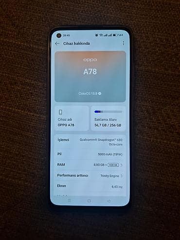 Elektronika: Oppo A78, 256 GB, rəng - Qara, Barmaq izi — 1