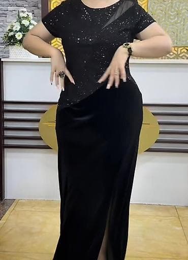 dəri don: Qadınlar üçün zərif axşam geyimi – qara rəng - Model: Maxi uzunluqda — 1