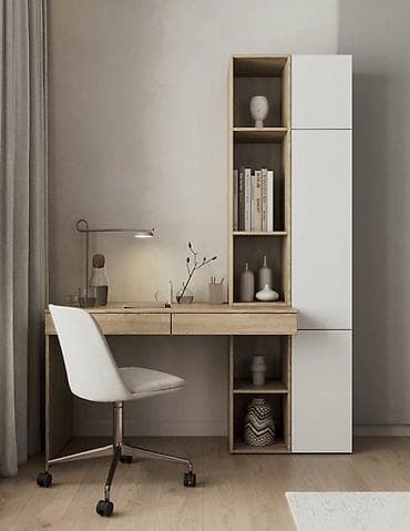 Ofis dəst mebeli: Minimalist iş masası və saxlama modulu dəsti - Dizayn: Skandinaviya — 2