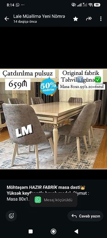 stol stul mebel: *Möhtəşəm _HAZIR FABRİK_ masa dəsti*👑 *Yüksək keyfiyyətlə boyalı — 1