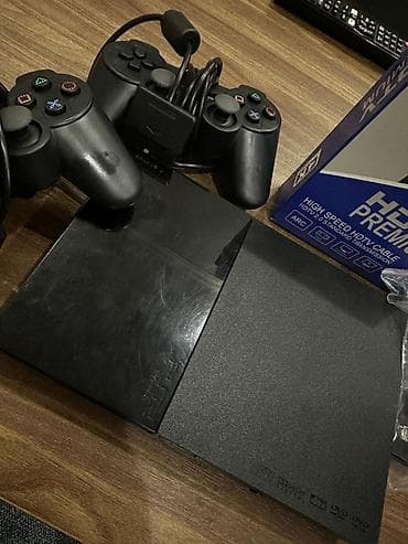 hard disk: 2 defe istifade olunub, PlayStation 2 Slim oyun konsolu seti — 2