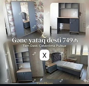 usag maneji: Gənc yataq dəsti – 749 ₼ Komplektə daxildir: - 1 nəfərlik çarpayı — 1