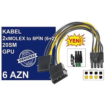 Masaüstü kompüterlər və komponentlər: Kabellər "MOLEX/SATA to 4PİN/6PİN/8PİN Original" MƏHSULLAR TAM — 5