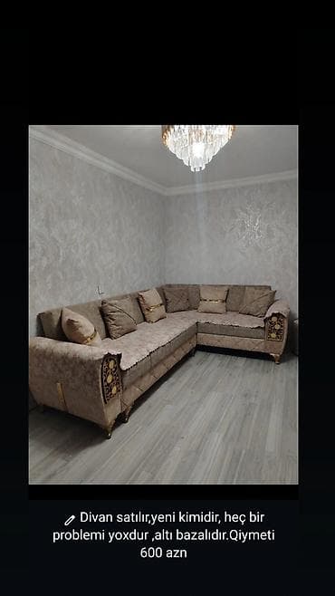 islenmis mebiler: Divan satılır,yeni kimidiraltı bazalidir,Qiymət 600 AZNünvan — 2