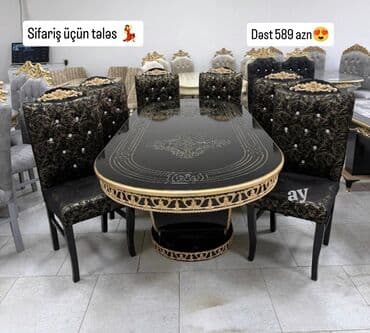 Qonaq otağı üçün, Açılmayan, Oval masa, 6 stul lalafo.az -da Qonaq otağı üçün, Açılmayan, Oval masa, 6 stul