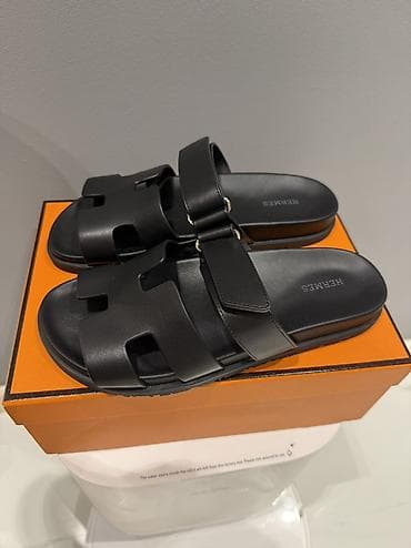 sandal: Hermès kişi slayd sandal 1:1 kopiya, temiz deri Yenidir, olcu uygun — 5