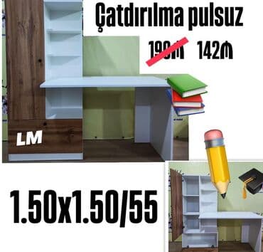 Oğlan və qız üçün, Yeni, Siyirməli, Yazı masası, Stulsuz