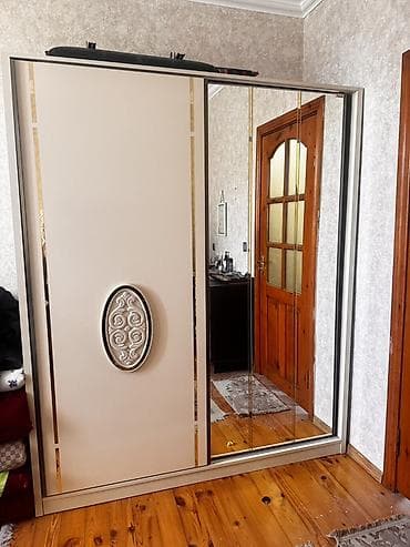 güzgülü skaf: 2 qapılı, Güzgülü, Bej, Kupe, Düz dolab — 2