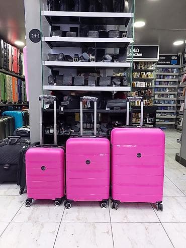 çamta: Parlaq çəhrayı sərnişin çamadan dəsti – 3 ölçü - Korpus: yüngül və — 1