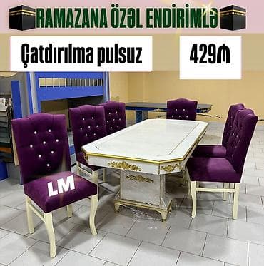 Qonaq otağı üçün, Açılmayan, Dördbucaq masa, 6 stul