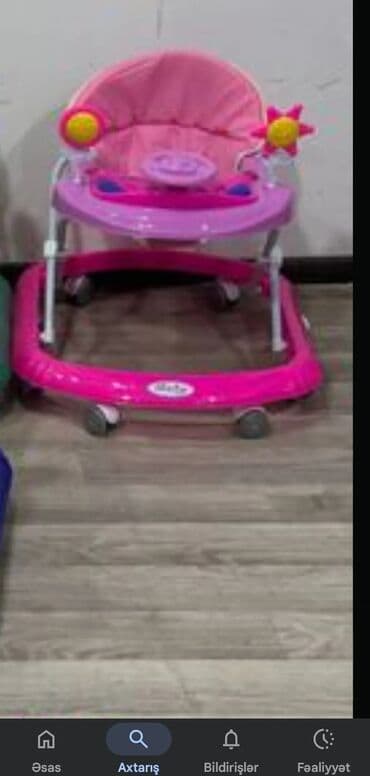 Uşaq gəzdiricisi (baby walker) – çəhrayı rəngdə. Xüsusiyyətlər: -