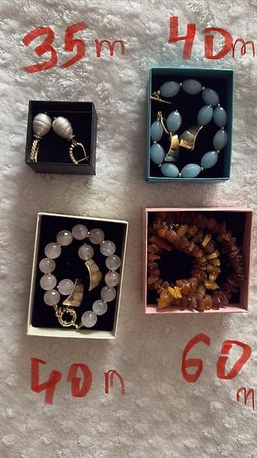 Muncuqlar: Təbii daş aksessuarlar dəsti - Mirvari sırğalar – klassik damla — 1