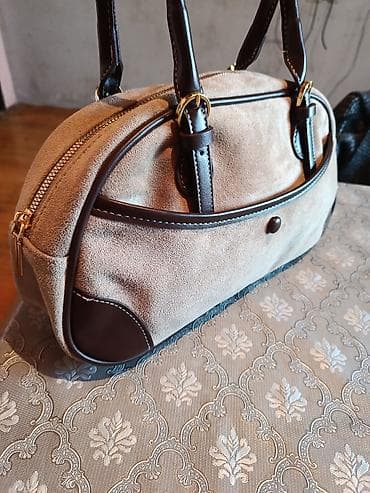 milli ordu forma: Qadın çantası – zərif süet və dəri detallar - Material: bej rəngli — 2