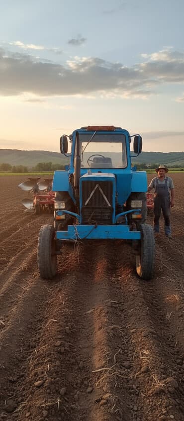 disk teker merkezi: Mavi rəngli təkərli traktor - Kabinli model, ön egzoz borusu və tavan — 2