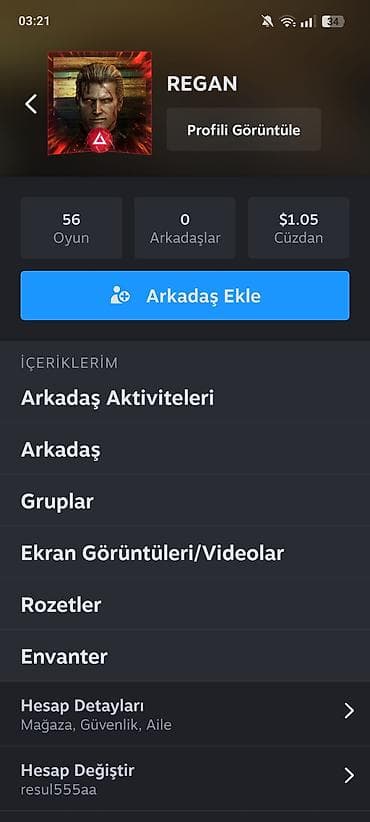 kömputer: Məhsul: Steam hesabı – “REGAN” Xüsusiyyətlər: - Level: 10 - Yaş — 2