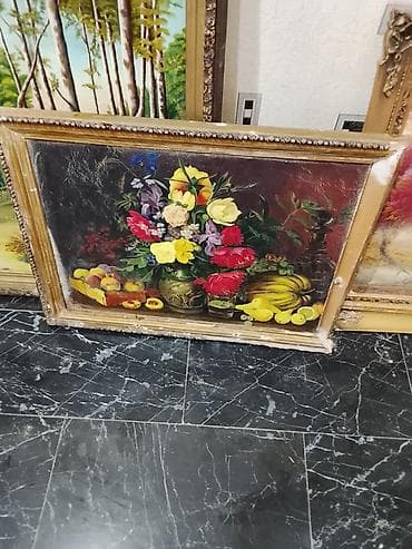 dekorlar: Yağlı boya rəsmlər – çərçivəli dekorativ tablo dəsti - Mövzu və — 3