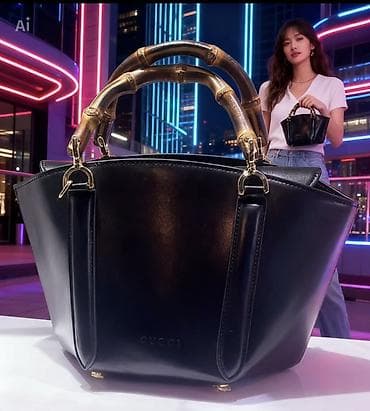 - Məhsul: Qara dəri qadın çantası - Dizayn: Strukturlaşdırılmış trapez