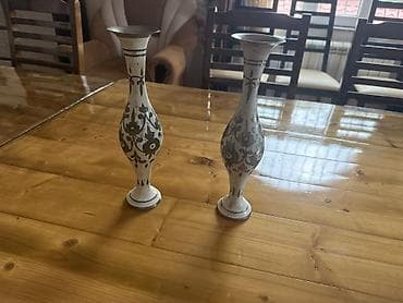 İkili dekorativ şamdan seti - Material: metal gövdə, üzərində əl işi