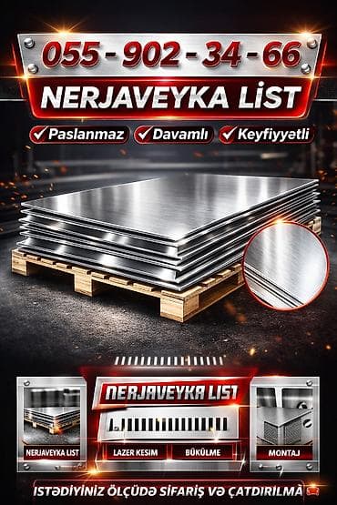 su ceni nerj: Məhsul: Nerjavayka və Alüminium listlər Xüsusiyyətlər: - Paslanmayan — 3
