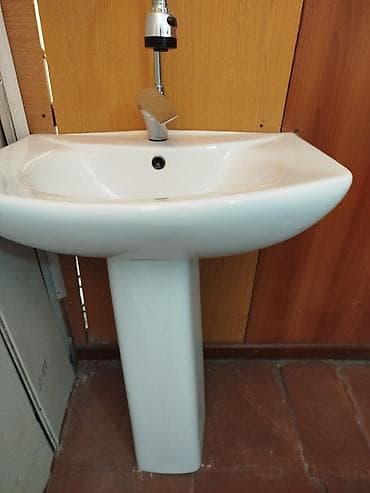 borular: Keramik pilyastr sütunlu əl-üz yuma lavabı - Material: ağ şirli — 3