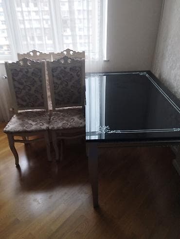 kuxna stullari: Mətbəx üçün, Açılmayan, Dördbucaq masa, 4 stul — 1