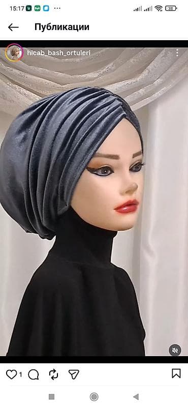 Hazır hicab boz papaq vilyur materialda. 8 manat 20 yanvardan