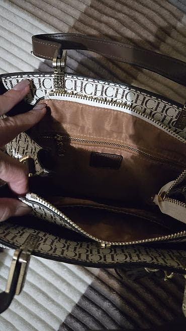 prada eynək: Qadın əl çantası – monoqram naxışlıə - Rəng: açıq bej fon üzərində — 2