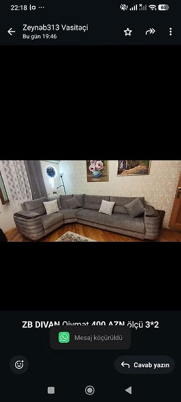 divan qiymetleri: *ZB* *DIVAN* Qiymət *400 AZN* ölçü *3*2* ünvan Badamdar — 1