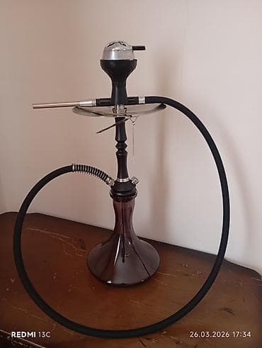 Şişə nərgilə dəsti - Şüşə kolba: tünd rəngli, geniş oturacaqlı sabit