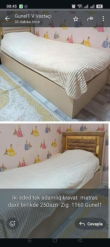 Iki eded tek adamliq kravat matras daxil birlikde 250azn Zig 1160