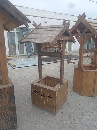 Odun: Bağ üçün dekorativ taxta quyumaketi - Material: təbii taxta — 1