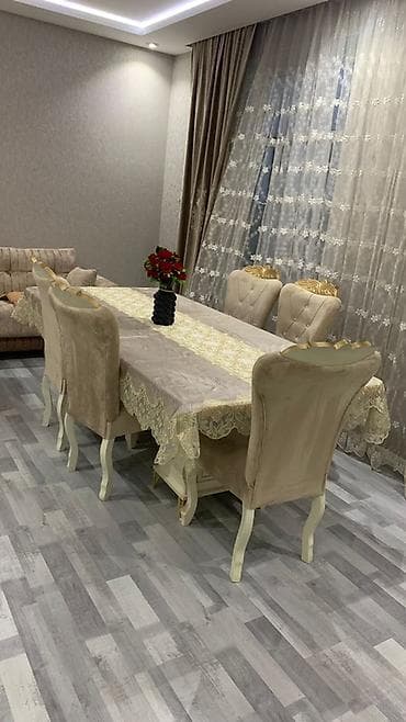 stol destleri: Qonaq otağı üçün, Açılan, Dördbucaq masa, 6 stul — 2