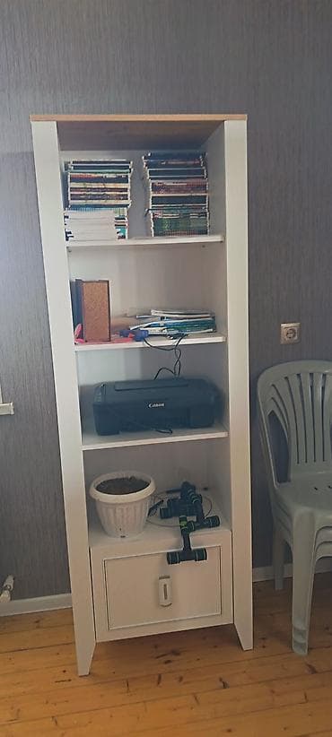 Ağ rəngdə çoxfunksiyalı kitab rəfi/dolabı - Material: laminat/MDFlam