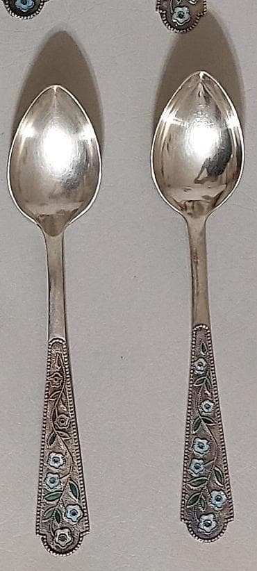 qedimi caynik: 1969-cu il Tallin zavodu, 875 əyar gümüş, mina (emal) işləməli antik — 3