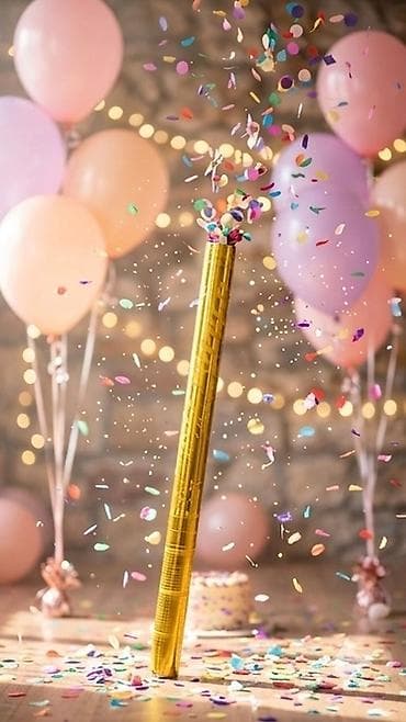 Товары для праздников: Qızılı “Party Popper” konfetti topu - Tədbirlər üçün şən effekt: ad — 2