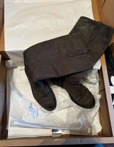 nabuk sapaskiler: Qadın uzun çəkmələri - Rəng: tünd boz/qrafit - Material: mat nubuk — 1