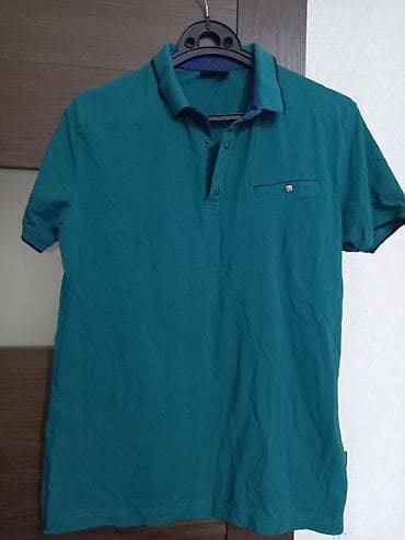 qara kişi futbolkası: Kişi polo köynəyi - Rəng: firuzə/yaşıl tonlarında - Model: klassik — 2