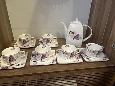 qaqa şekilleri profil ucun: Çay dəsti, rəng - Ağ, Farfor, 6 nəfərlik — 1