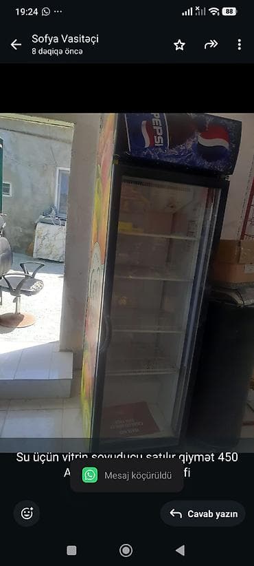 Su üçün vitrin soyuducu satılır qiymət 450 AZN ünvan Savalan sofi — 1