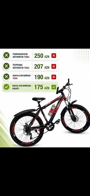 Dağ velosipedi – 26 düym təkərli, çoxsürətli. Xüsusiyyətlər: - 26"