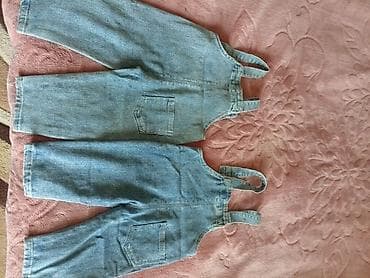 Dəstlər: Uşaq denim dəsti - 2 ədəd cins kombinezon: açıq mavi rəngdə, ön — 2