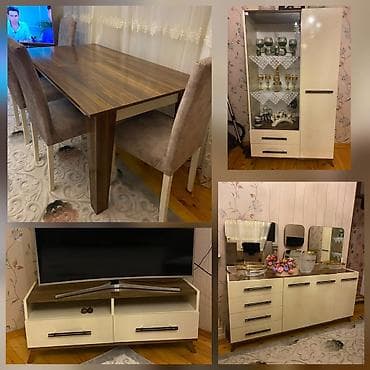Qonaq otagi mebeli dest halda masa 6 stulladir ve acilan masadir
