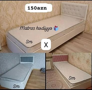 Tək nəfərlik çarpayı – müxtəlif başlıq dizaynları ilə. - Ölçü: “Sm” — 1