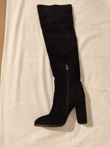 zamşa çəkmələr: Qadın uzun çəkmələr – 2 model - Material: təmiz dəri - Rəng: tam qara — 1