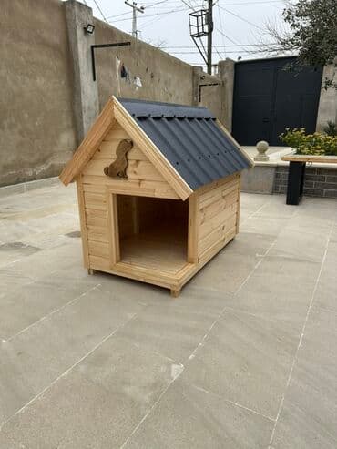 it üçün zəncir: Taxta it evi 1x60 - Material: təbii ağacdan yığılmış, hamar işlənmiş — 1