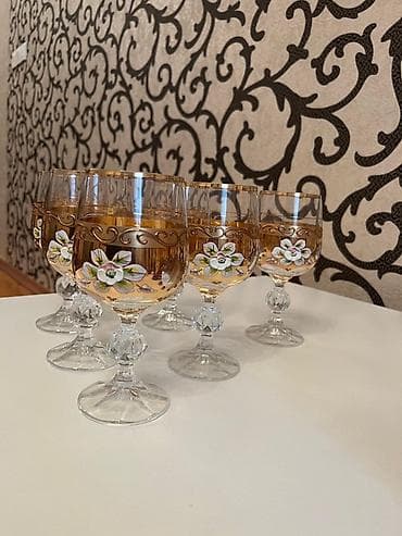 edava qablari: Qədəhlər, rəng - Qızılı, Şüşə, 6 ədədli dəst — 3