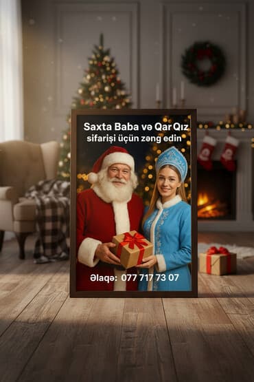 şaxta baba şəkli çəkmək: Xidmət: Şənliklər üçün Saxta Baba və Qar Qız Təsvir: - Yeni il — 1