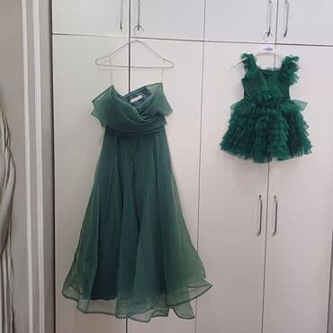 Dəst ana və uşaq geyimi 5-6 yaşlı üçün ziyafət paltarı uşaq donu tək