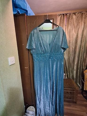 Şam rəngində, parıltılı ziyafət/nişan-gələnlik donu. - Uzun model